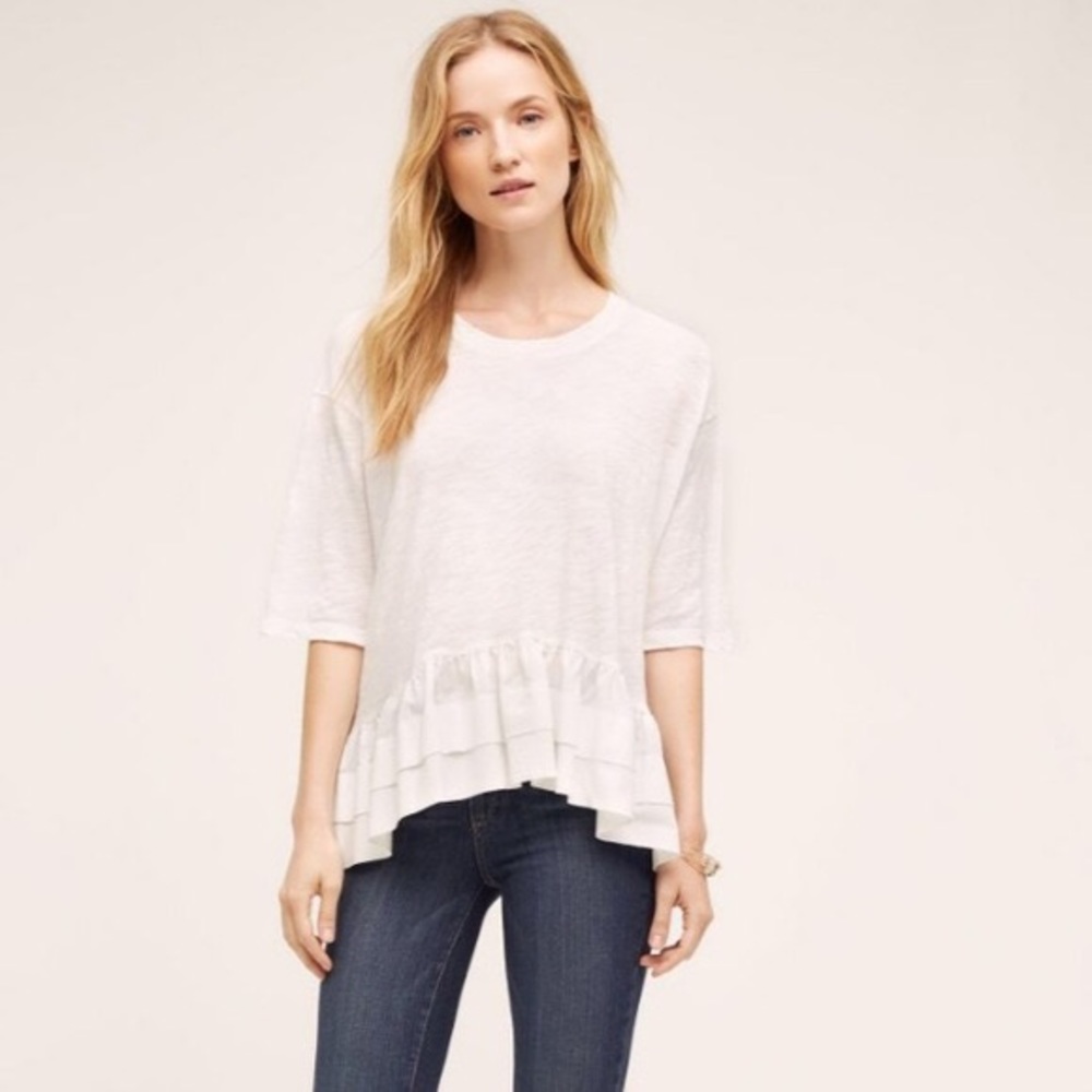 Anthropologie Peplum Top - White